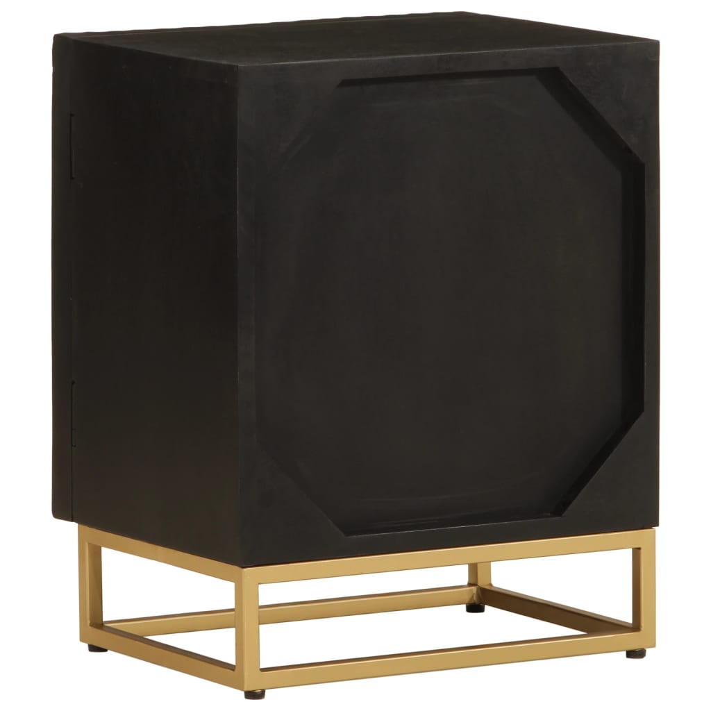 vidaXL Noční stolek černý 40 x 30 x 50 cm masivní mangovník a železo