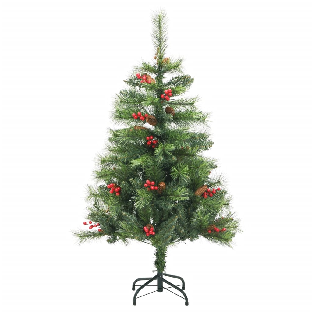 vidaXL Umělý sklápěcí vánoční stromek s šiškami a bobulemi 120 cm