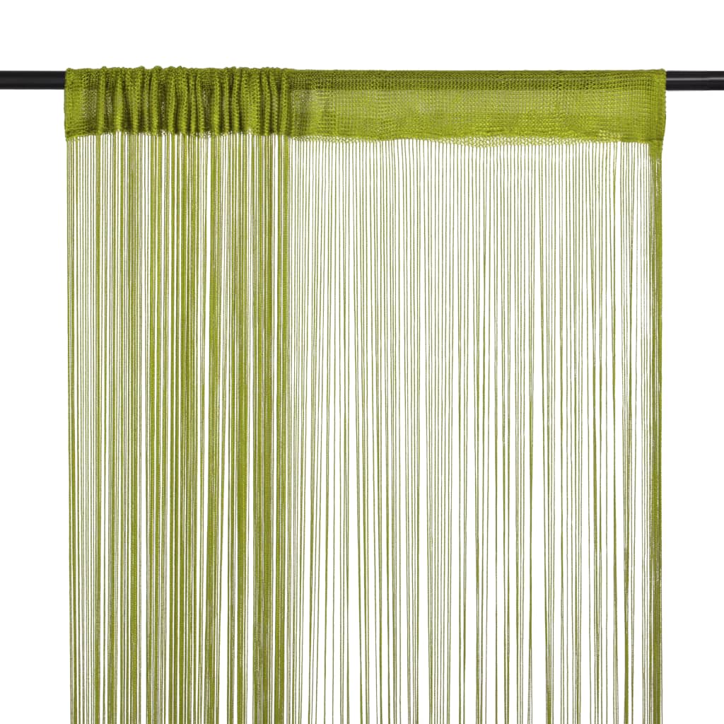 vidaXL Provázkové záclony, 2 ks, 140x250 cm, zelená