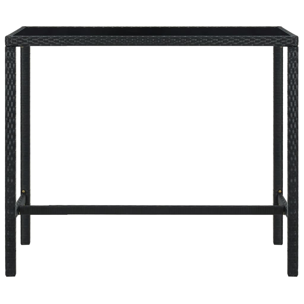 vidaXL Zahradní barový stůl černý 130 x 60 x 110 cm polyratan a sklo