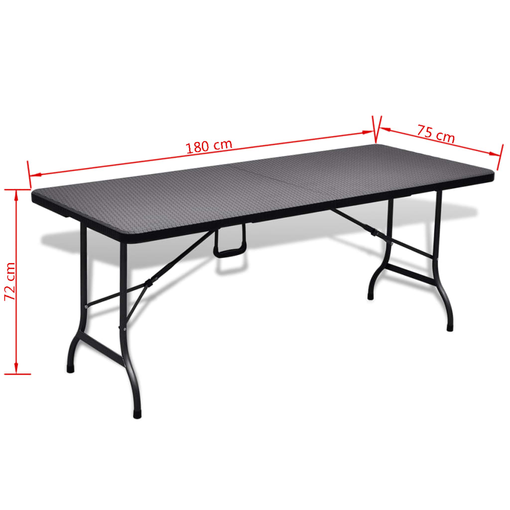 vidaXL Skládací zahradní stůl černý 180x75x72 cm HDPE imatace ratan
