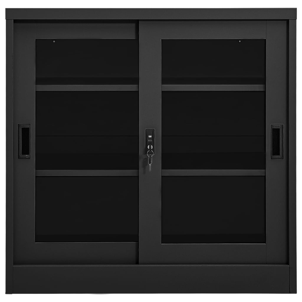 vidaXL Skříň s posuvnými dveřmi antracitová 90 x 40 x 90 cm ocel