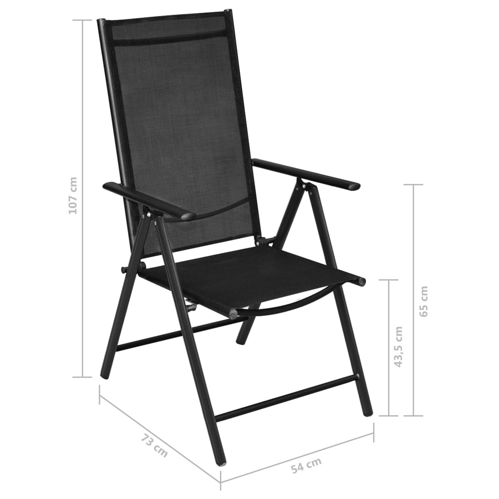 vidaXL Skládací zahradní židle 4 ks hliník a textilen černé