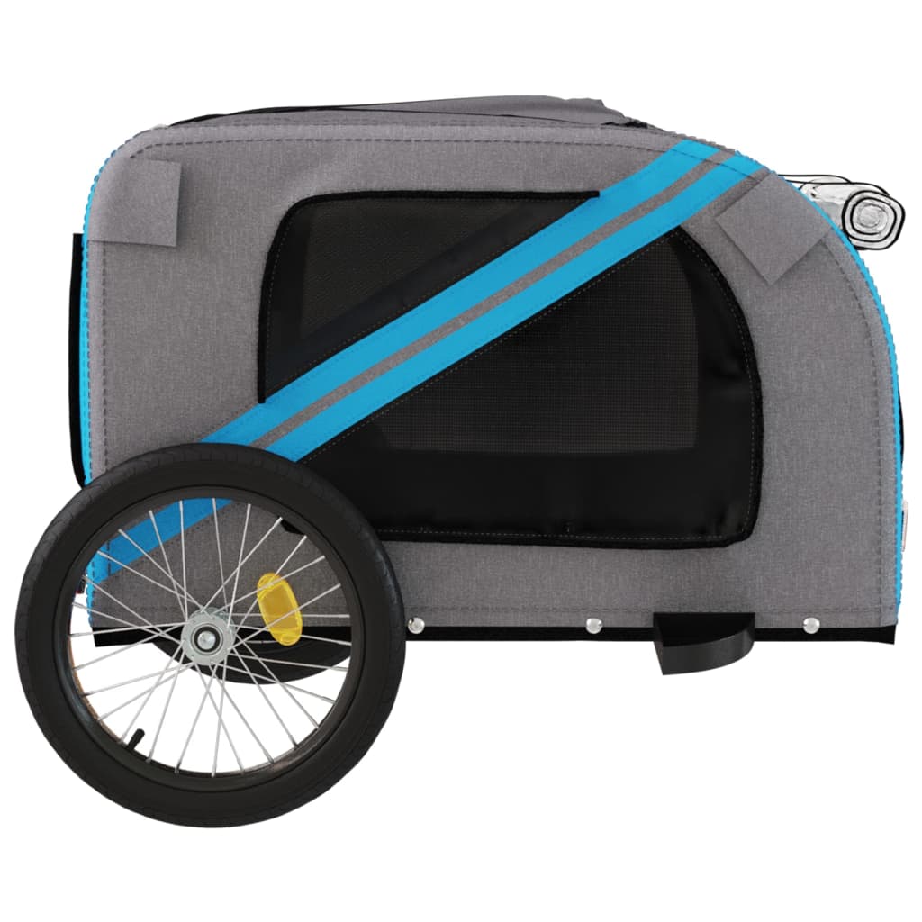 vidaXL Vozík za kolo pro psa modrý a šedý oxfordská tkanina a železo