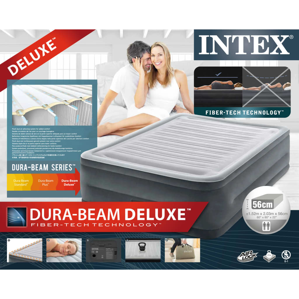 Intex Nafukovací matrace Dura-Beam Deluxe Comfort Plush queen 56 cm