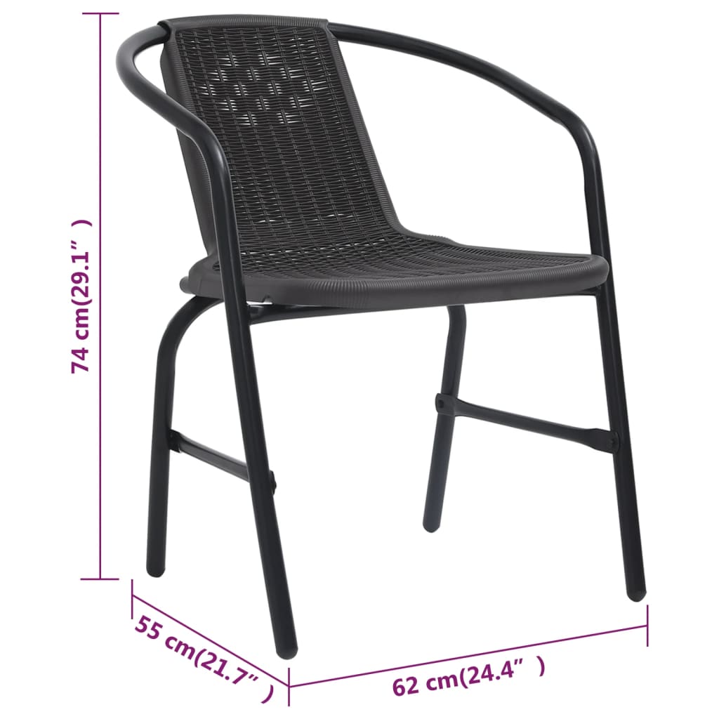 vidaXL Zahradní židle 8 ks plastový ratan a ocel 110 kg