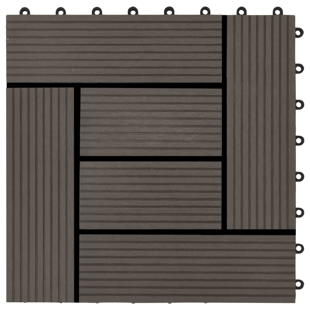 vidaXL 22 ks terasové dlaždice 30 x 30 cm 2 m² WPC tmavě hnědé