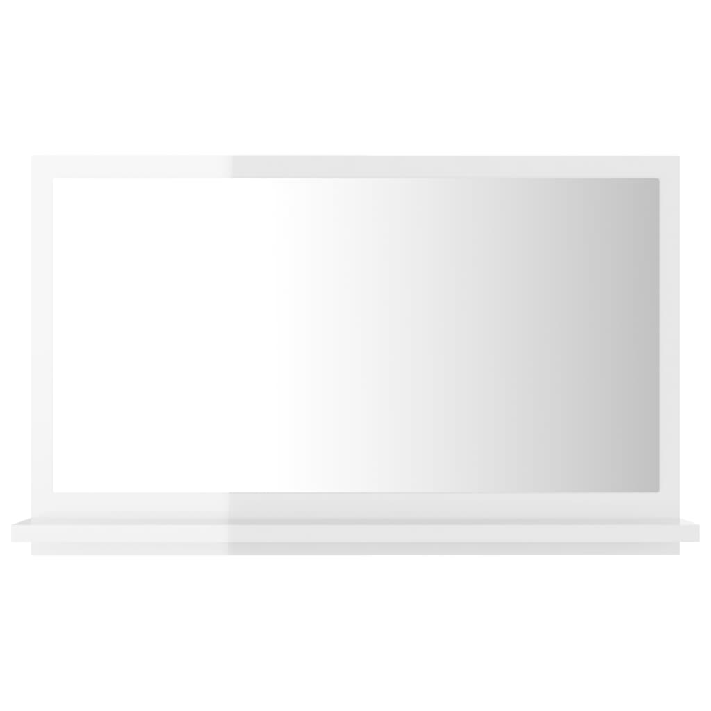 vidaXL Koupelnové zrcadlo bílé vysoký lesk 60x10,5x37 cm dřevotříska