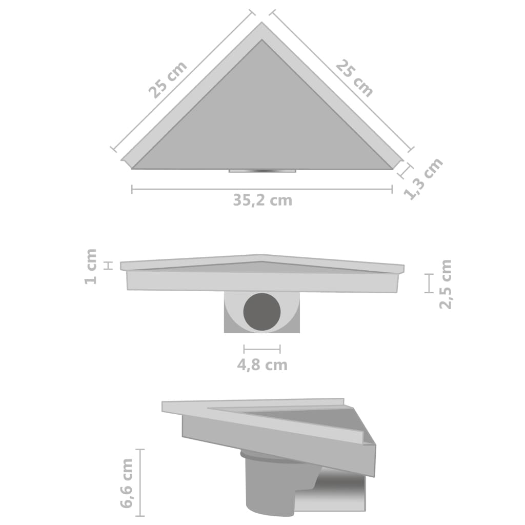 vidaXL Sprchový žlab s krytem 2 v 1 25 x 25 cm nerezová ocel