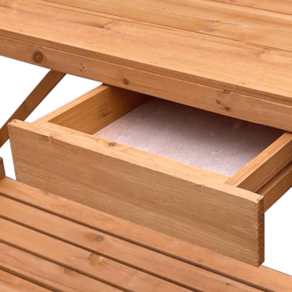 vidaXL Přesazovací stolek s treláží hnědý masivní jedlové dřevo