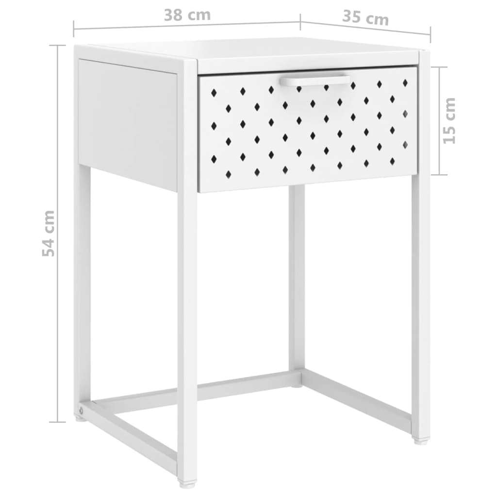 vidaXL Noční stolek bílý 38 x 35 x 54 cm ocel
