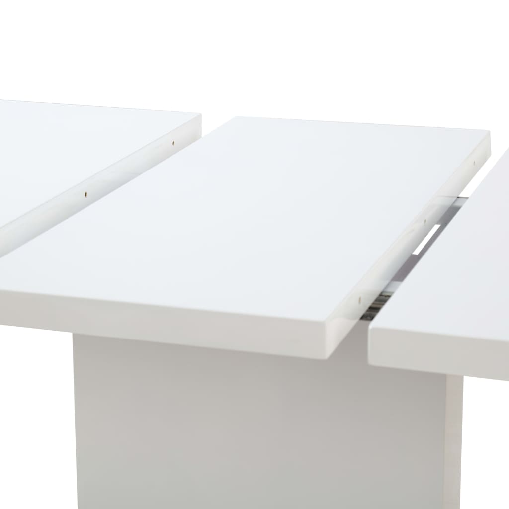 vidaXL Rozkládací jídelní stůl bílý s vysokým leskem 180x90x76 cm MDF