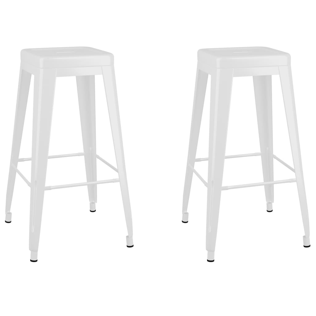 vidaXL Barové stoličky stohovatelné 2 ks bíle kov
