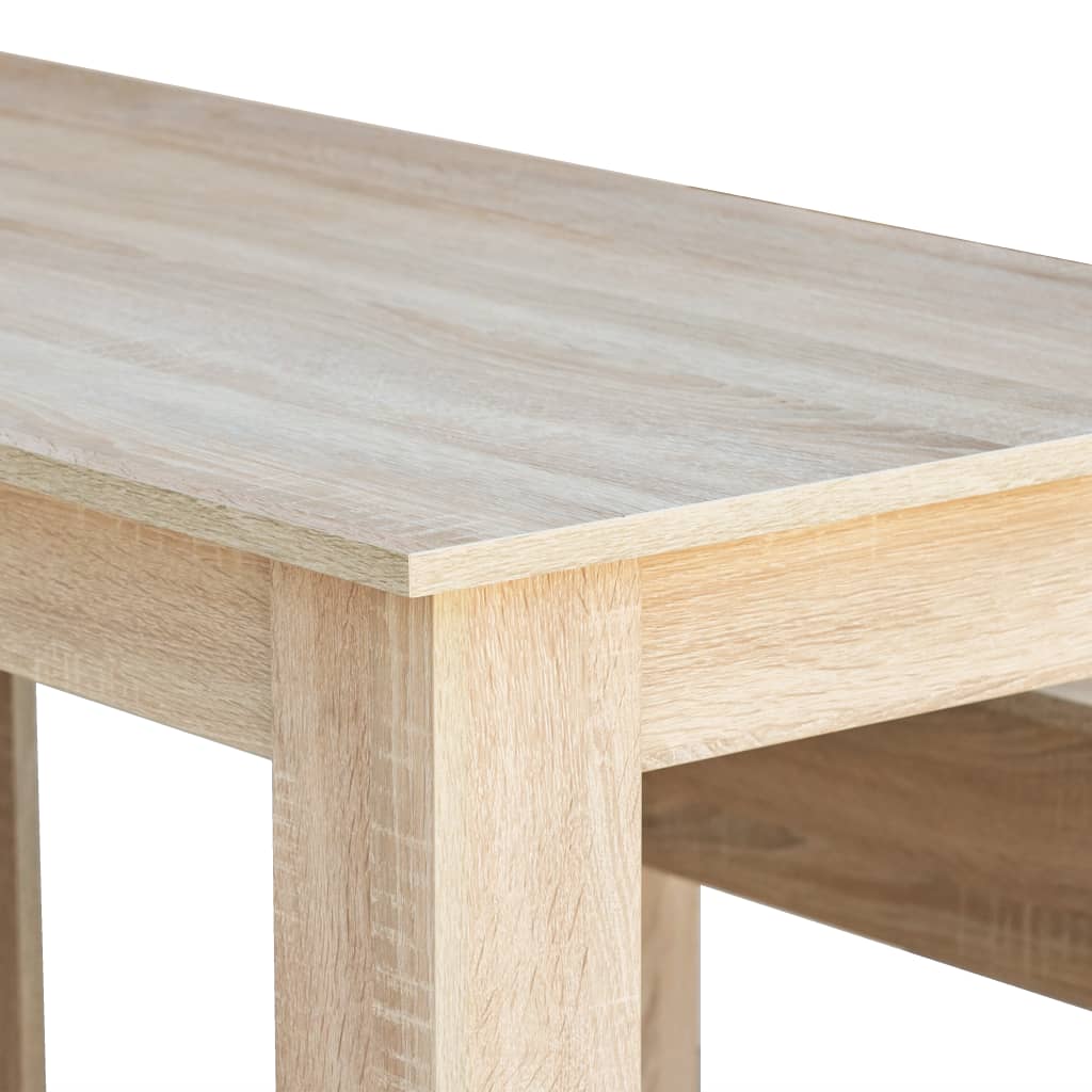 vidaXL Jídelní stůl a lavice 3 kusy dřevotříska dub