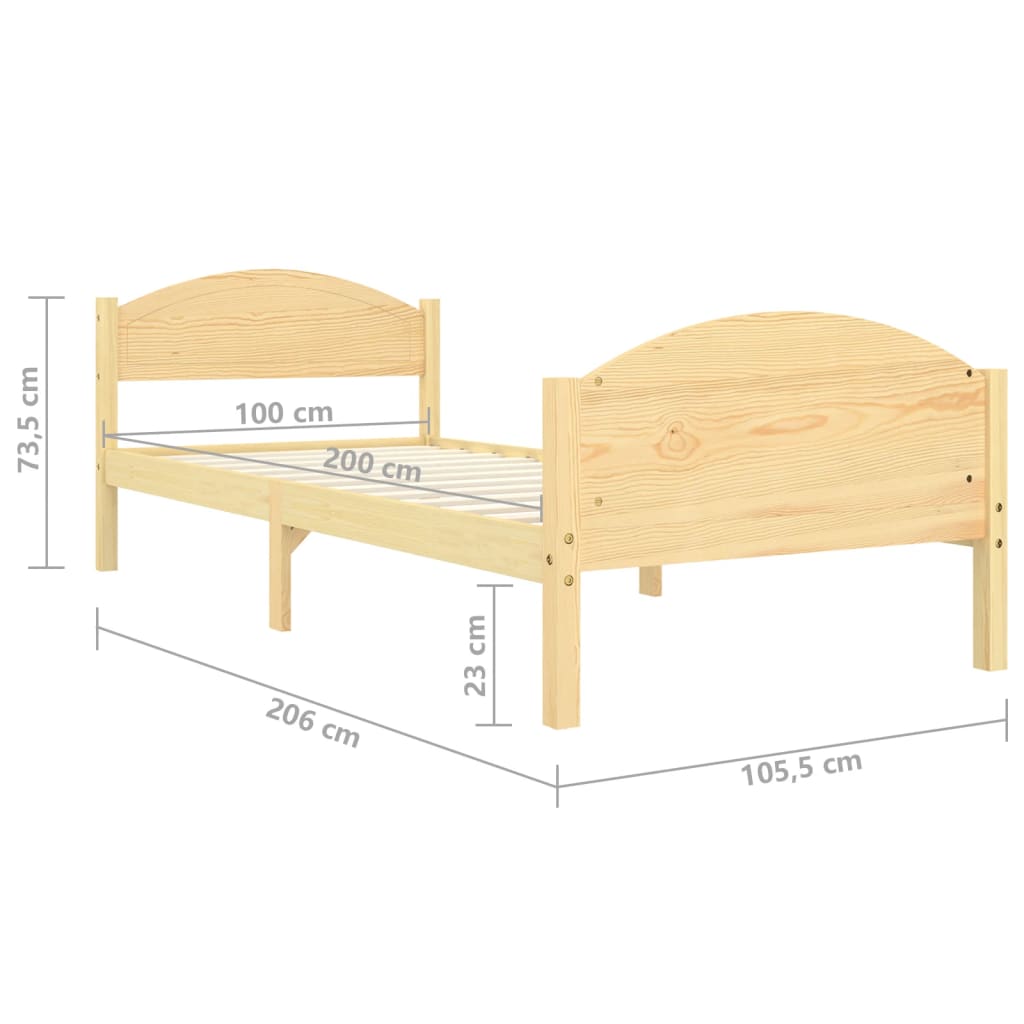 vidaXL Rám postele masivní borové dřevo 100 x 200 cm