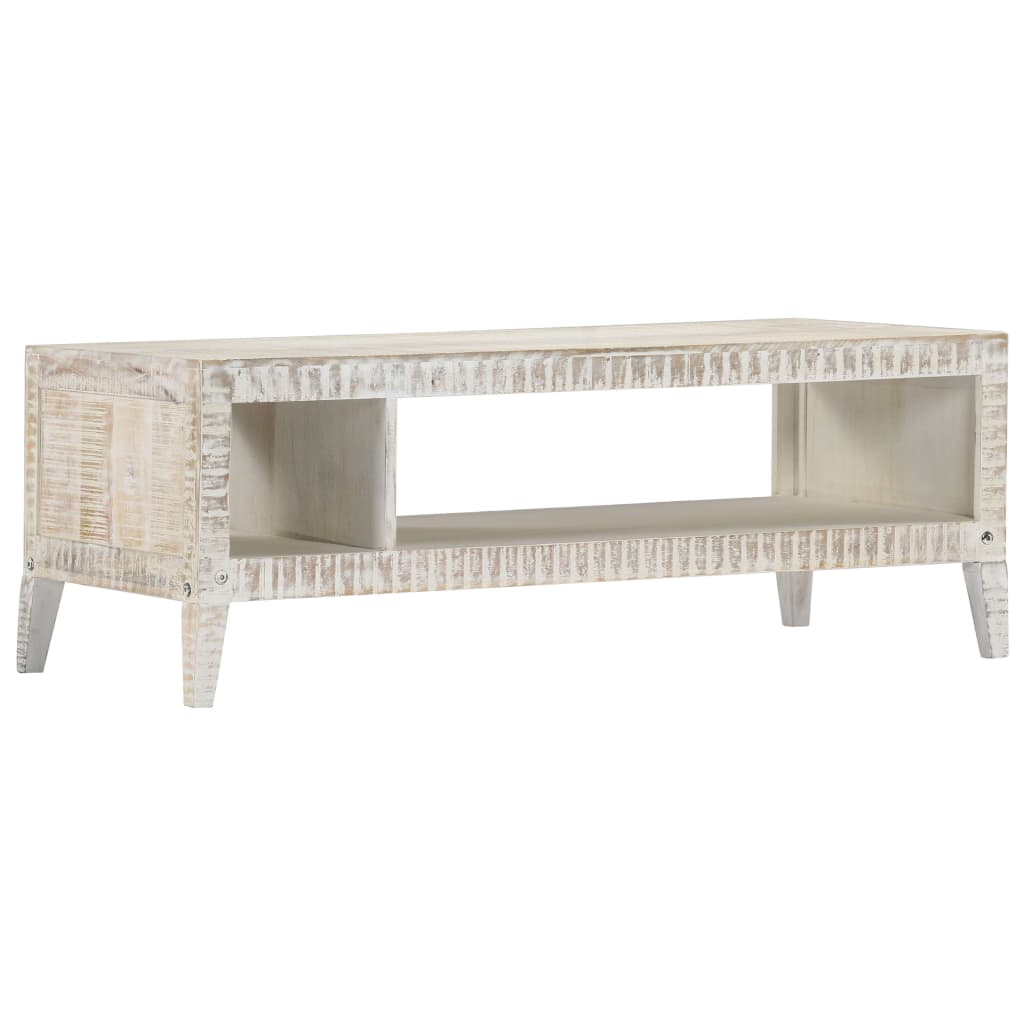 vidaXL Konferenční stolek bílý 110 x 50 x 40 cm masivní mangovník