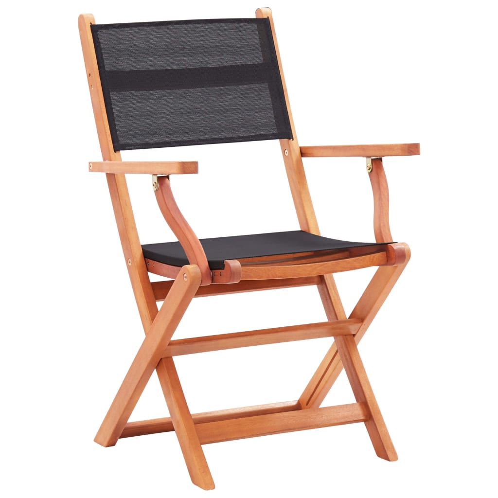 vidaXL Skládací zahradní židle 8 ks černé masivní eukalyptus textilen