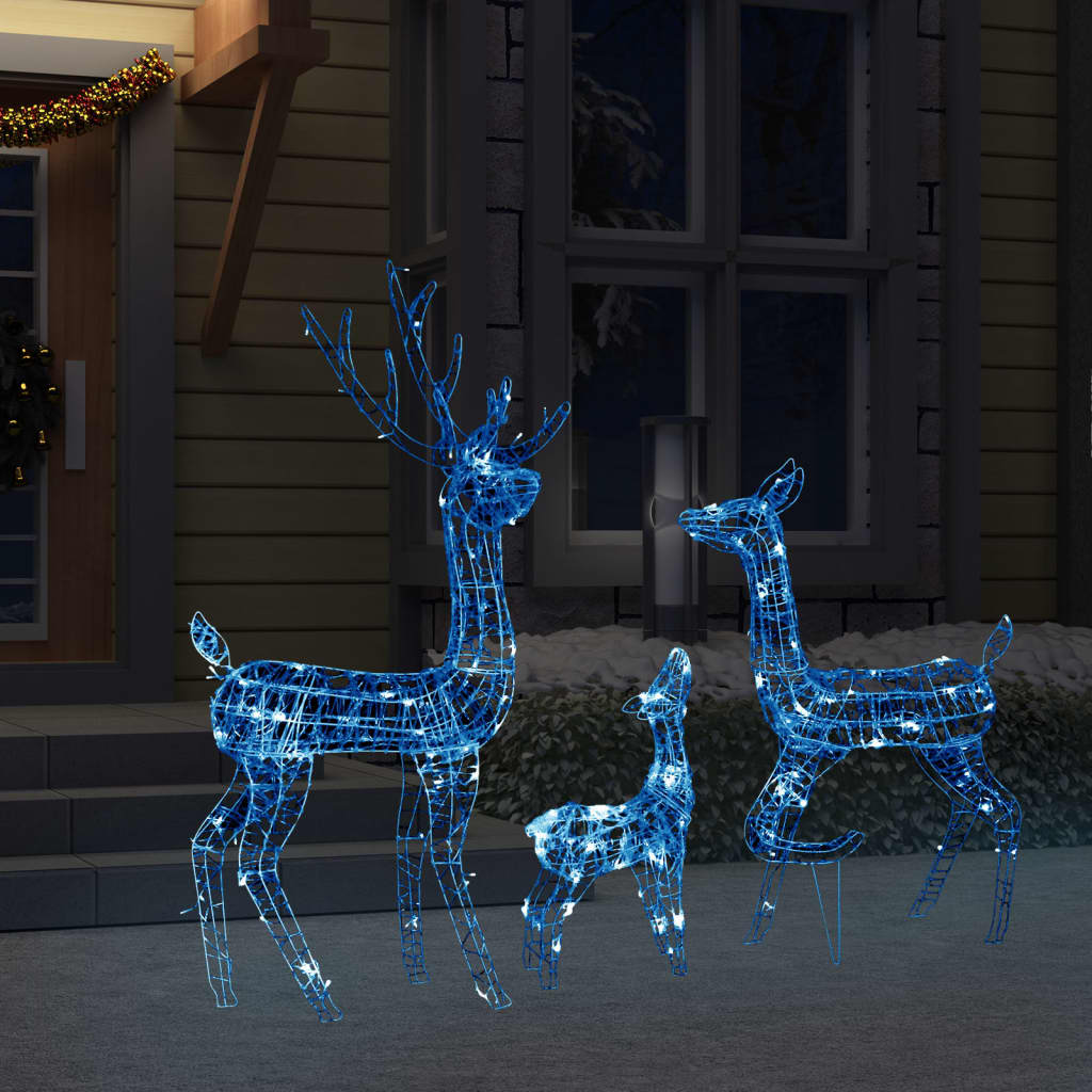 vidaXL Vánoční dekorace akrylová sobí rodinka 300 LED modrá