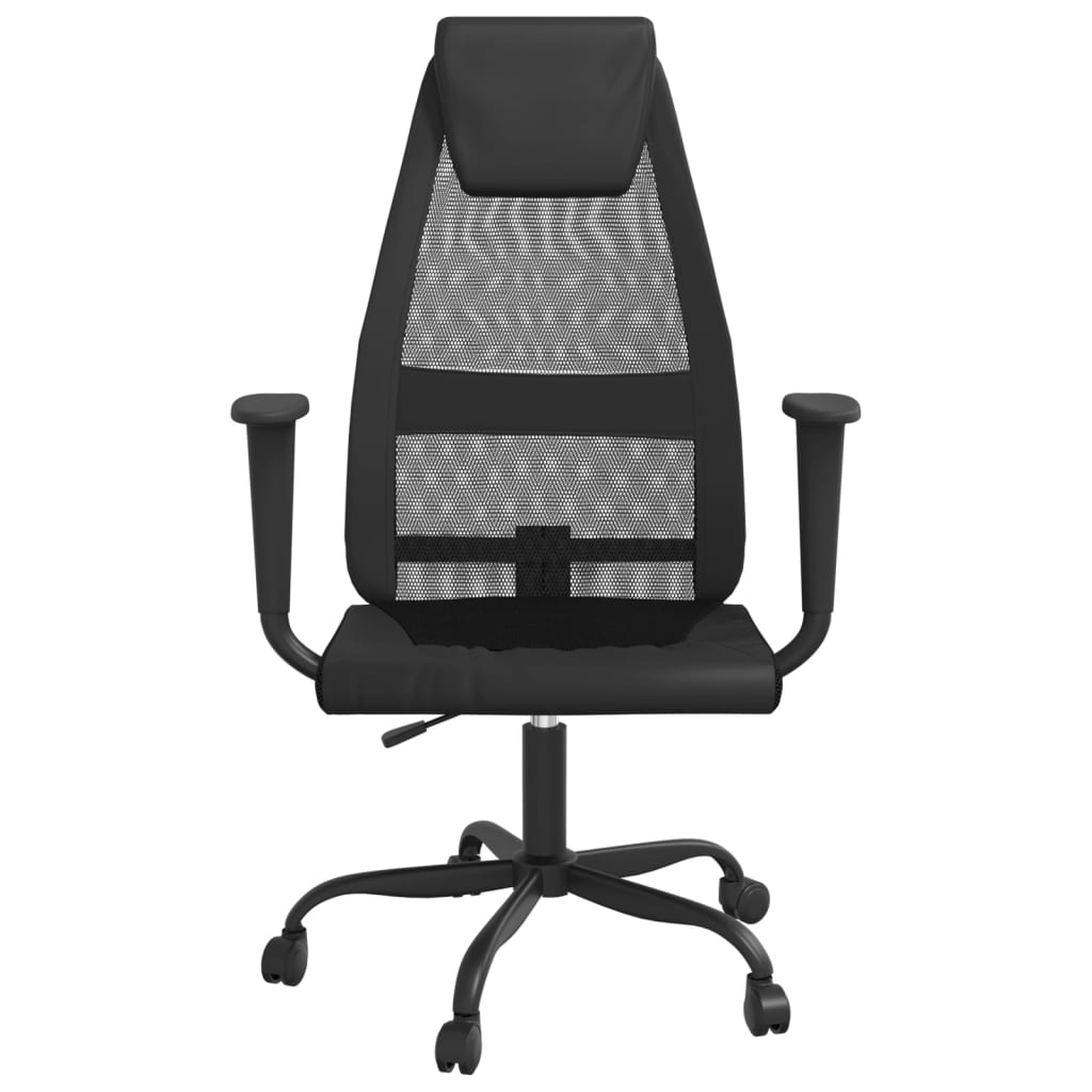 vidaXL Kancelářská židle výškově nastavitelná černá síťovina a koženka