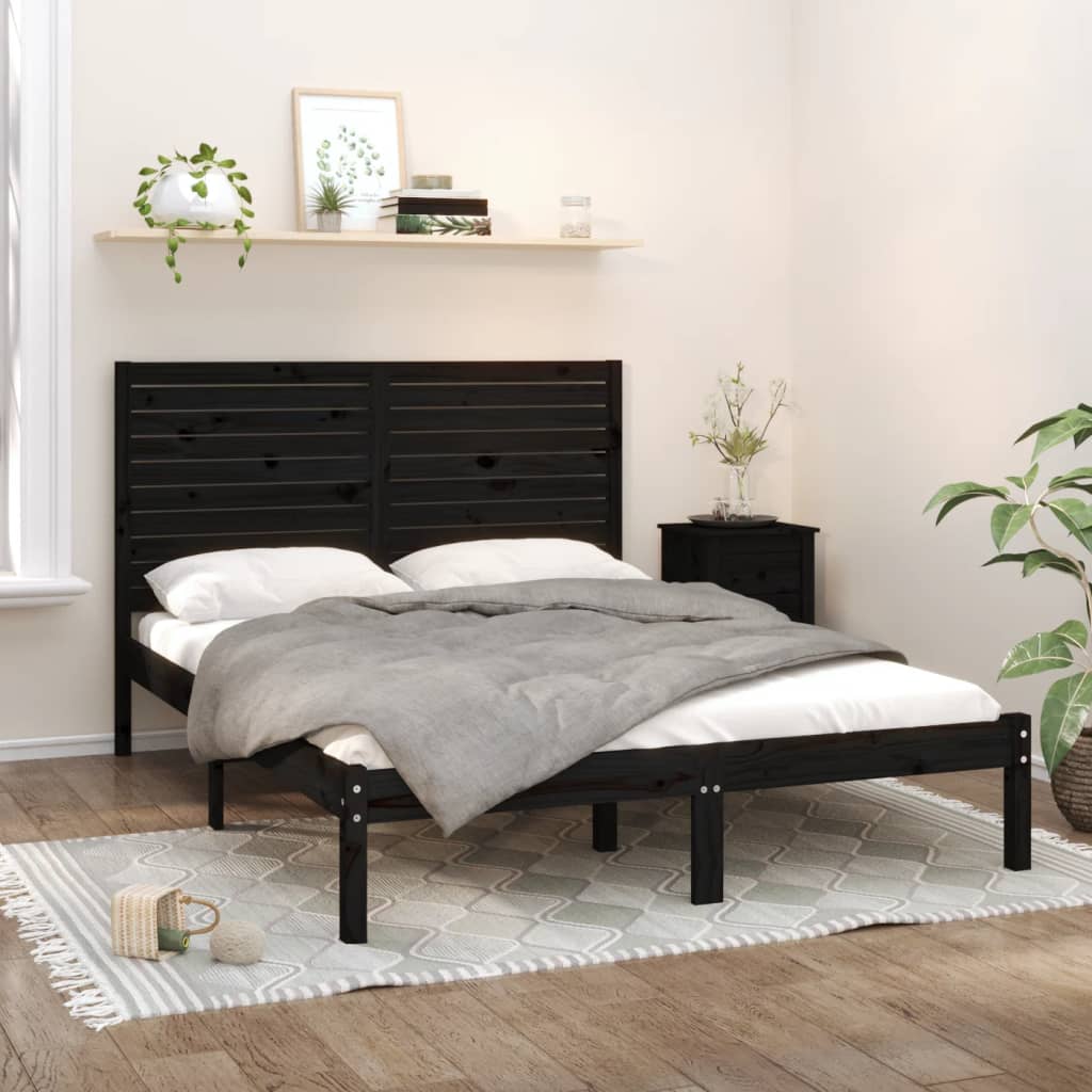 vidaXL Rám postele černý masivní dřevo 140 x 200 cm