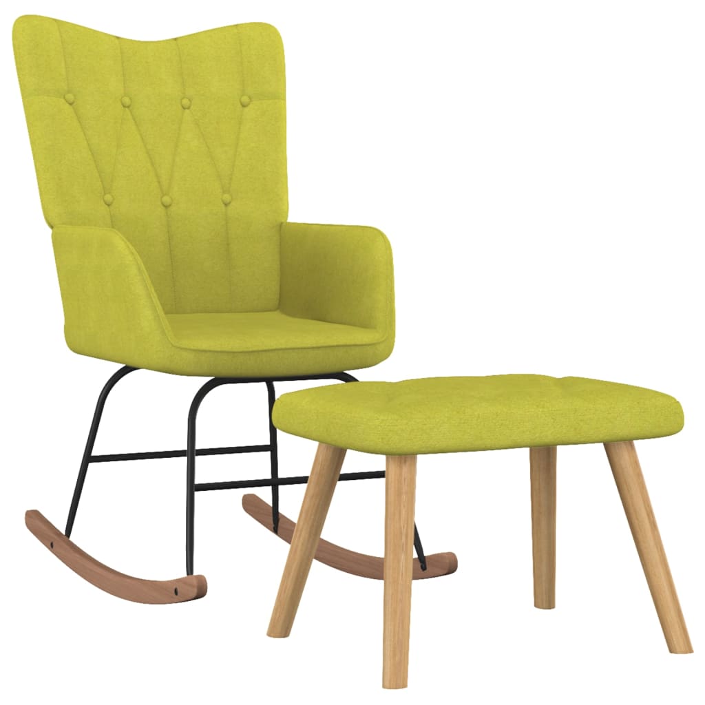vidaXL Houpací křeslo se stoličkou zelené textil