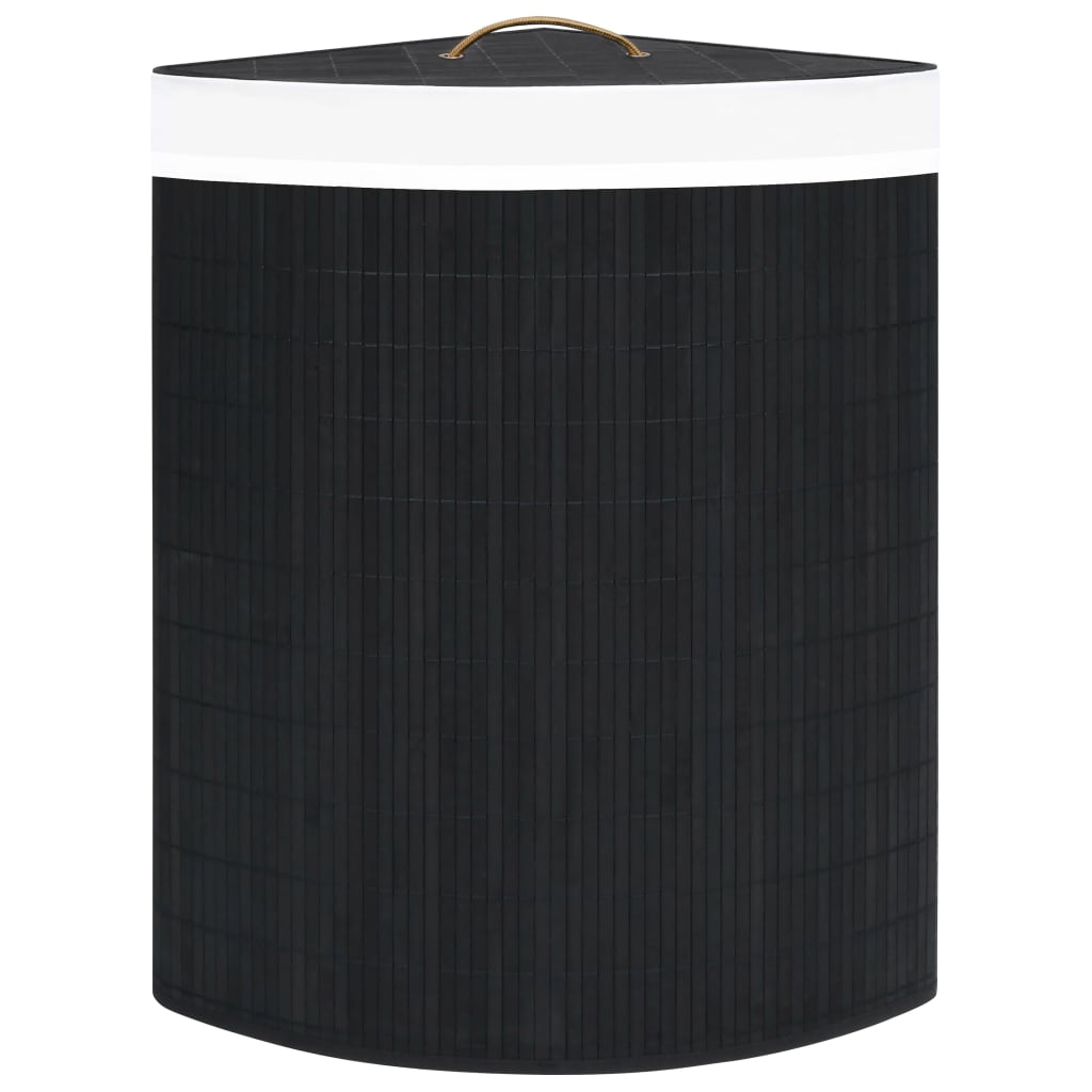 vidaXL Rohový bambusový koš na prádlo černý 60 l