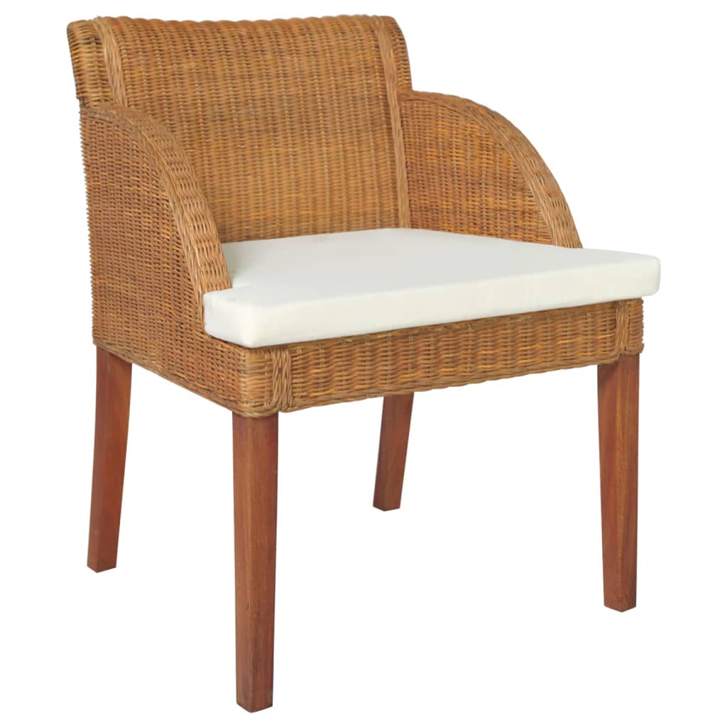 vidaXL Jídelní židle s poduškou světle hnědá přírodní ratan