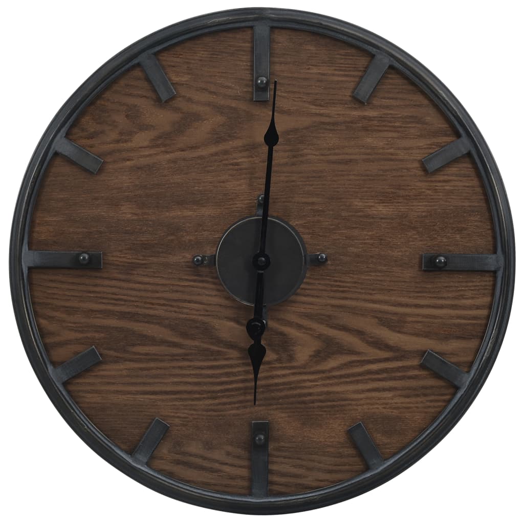 vidaXL Nástěnné hodiny hnědo-černé 45 cm železo a MDF