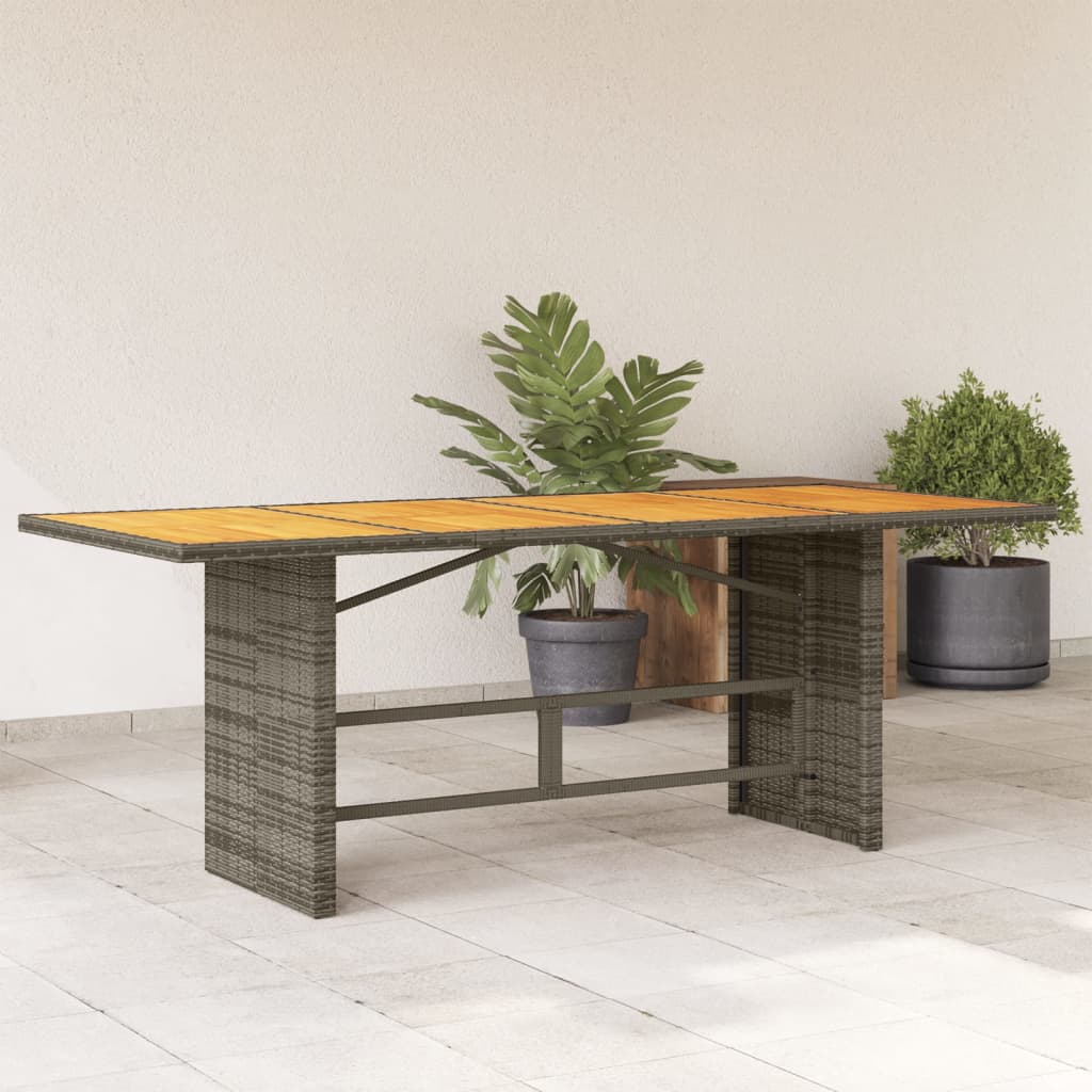 vidaXL Zahradní stůl s akáciovou deskou šedý 190x80x74 cm polyratan