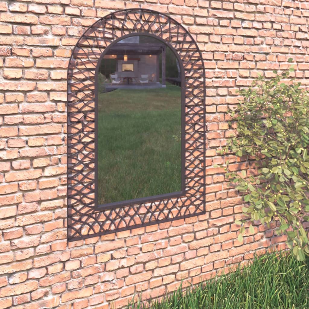vidaXL Zahradní nástěnné zrcadlo s obloukem 50 x 80 cm černé