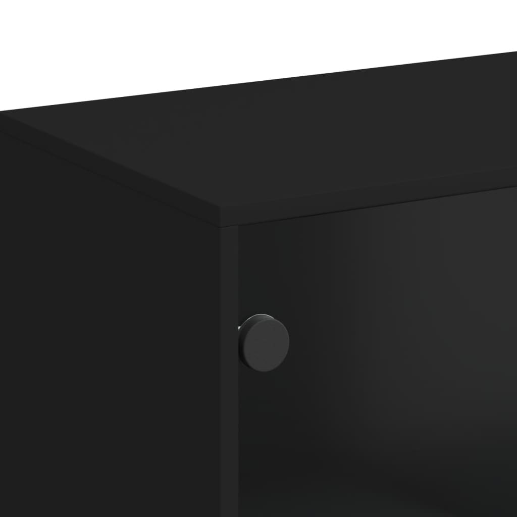 vidaXL Odkládací skříňka se skleněnými dvířky černá 69x37x100 cm
