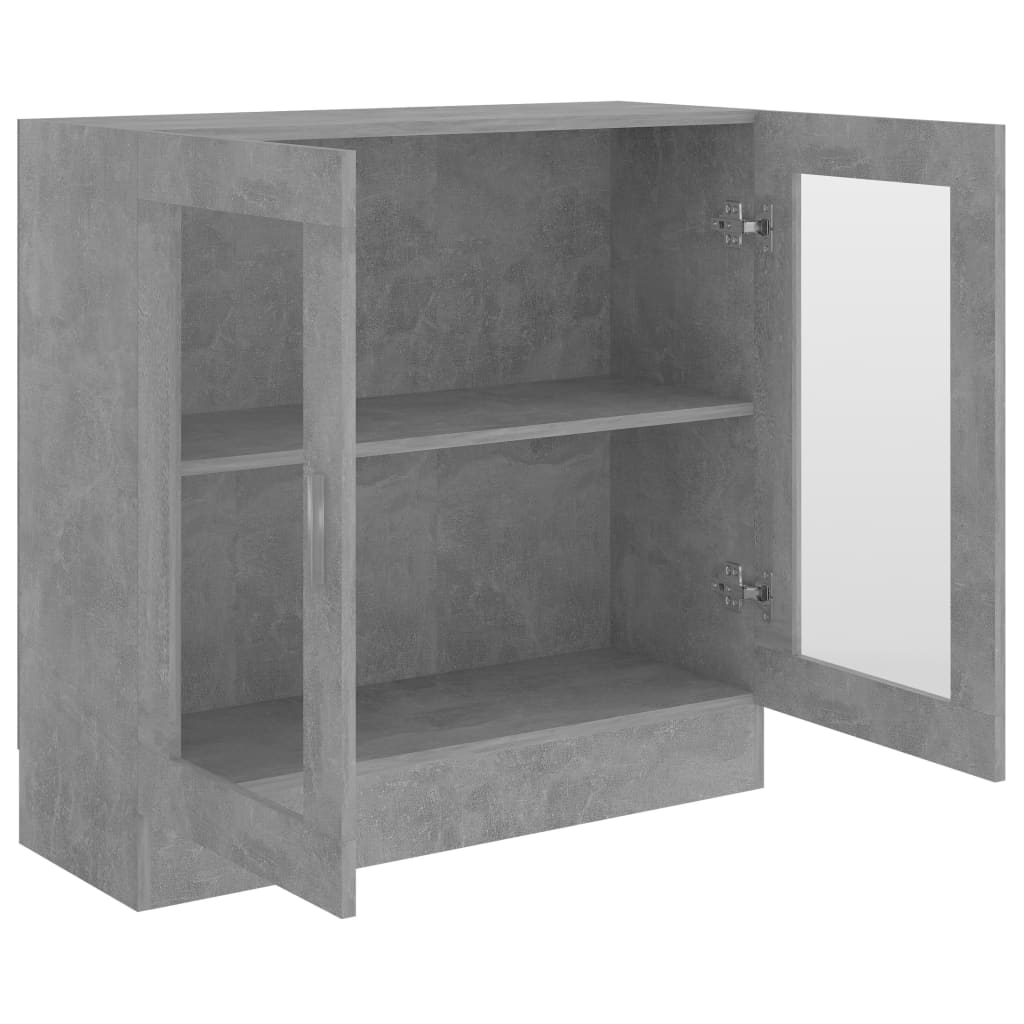 vidaXL Prosklená skříň betonově šedá 82,5 x 30,5 x 80 cm dřevotříska