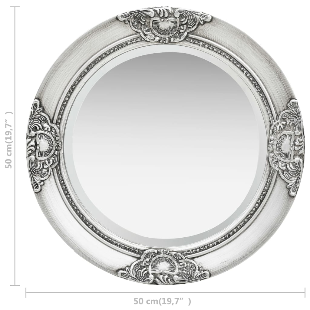 vidaXL Nástěnné zrcadlo barokní styl 50 cm stříbrné