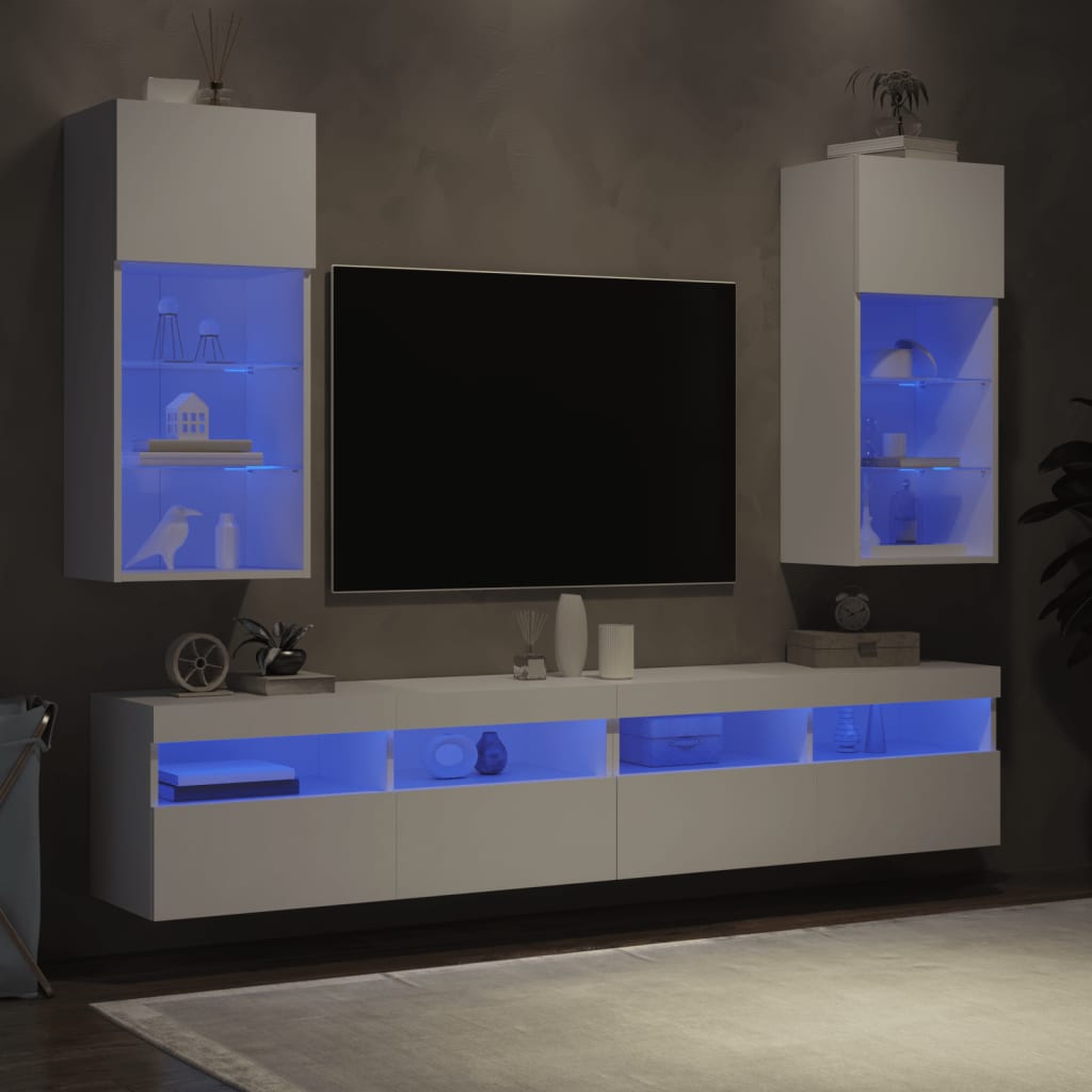 vidaXL TV skříňky s LED osvětlením 2 ks bílé 40,5 x 30 x 90 cm