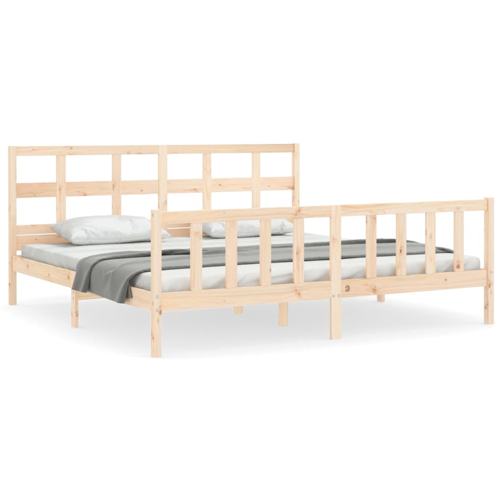 vidaXL Rám postele s čelem Super King masivní dřevo