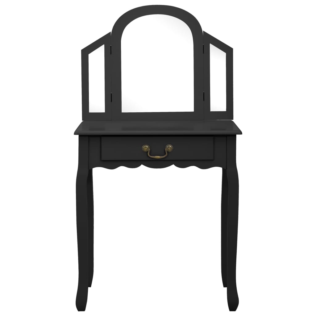 vidaXL Toaletní stolek se stoličkou černý 65x36x128 cm pavlovnia MDF