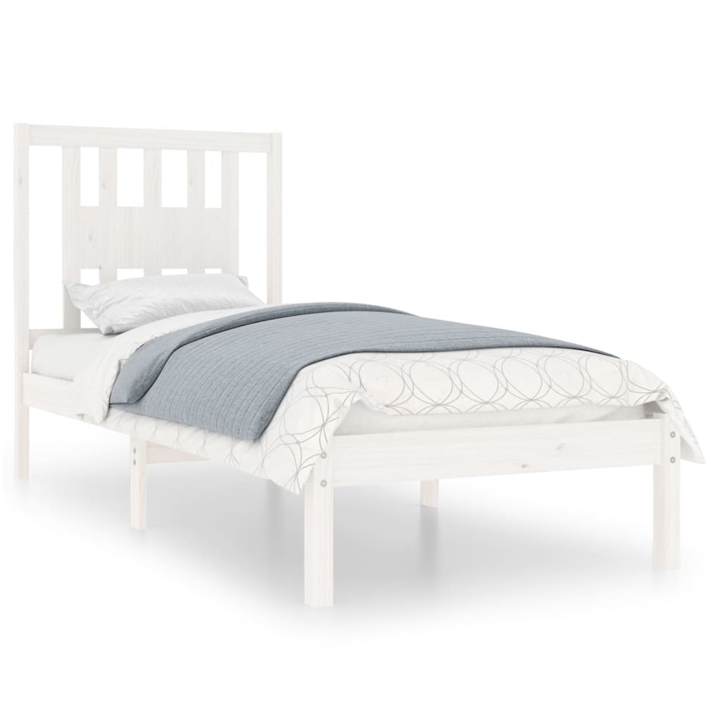 vidaXL Rám postele bílý masivní dřevo 75 x 190 cm malé jednolůžko