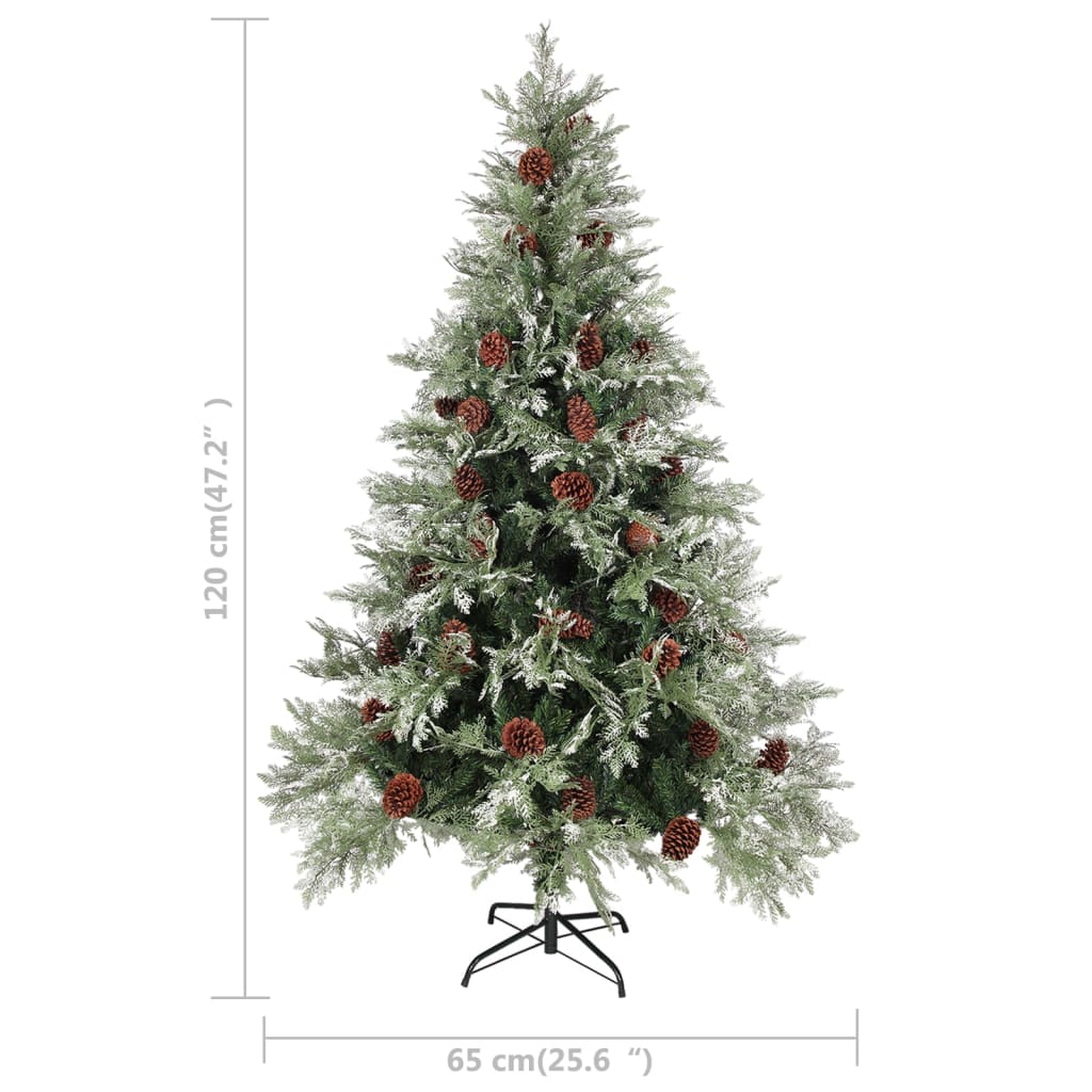 vidaXL Vánoční stromek se šiškami zelenobílý 120 cm PVC a PE