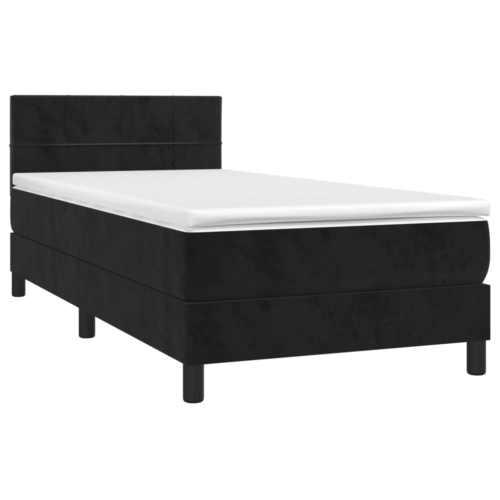 vidaXL Box spring postel s matrací a LED černá 80 x 200 cm samet