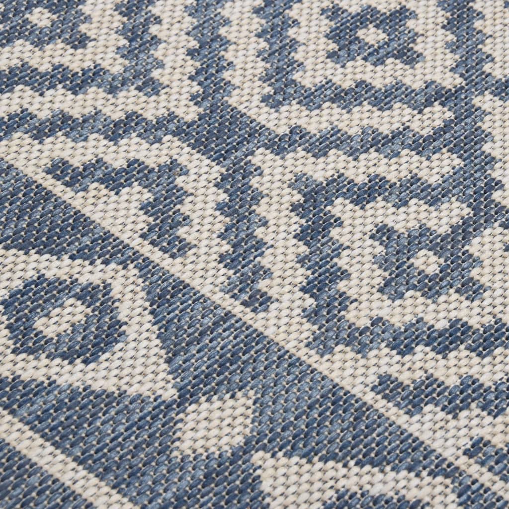 vidaXL Venkovní hladce tkaný koberec 80 x 150 cm modré pruhy