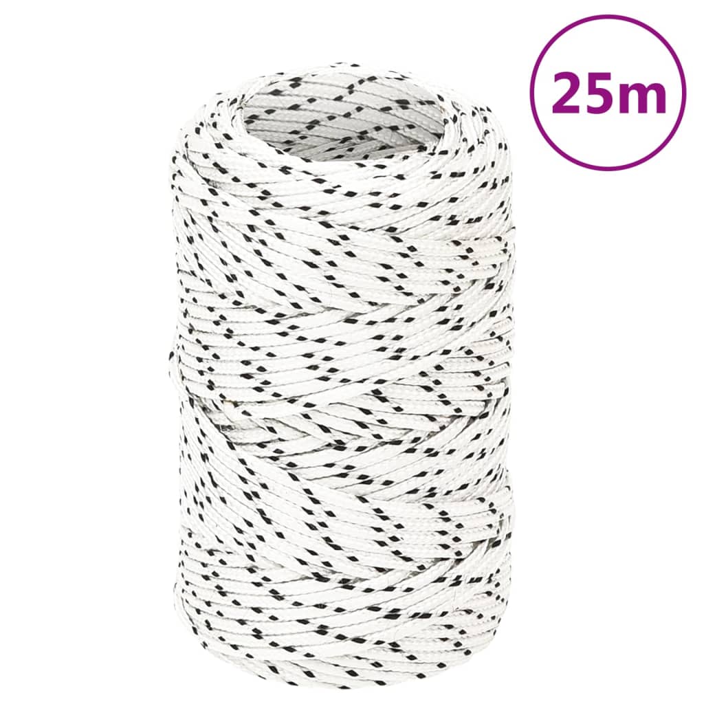 vidaXL Splétané lodní lano bílé 2 mm x 25 m polyester