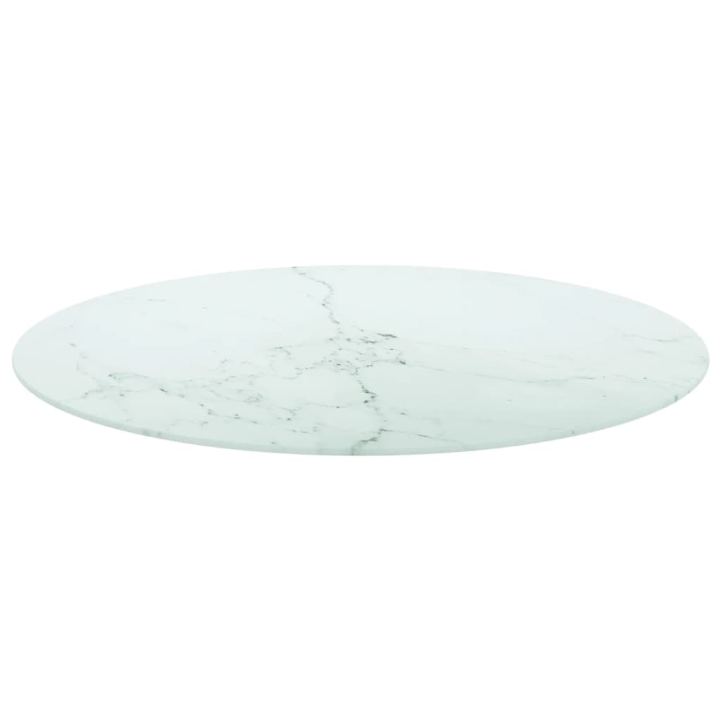 vidaXL Stolní deska bílá Ø 80 x 1 cm tvrzené sklo mramorový design