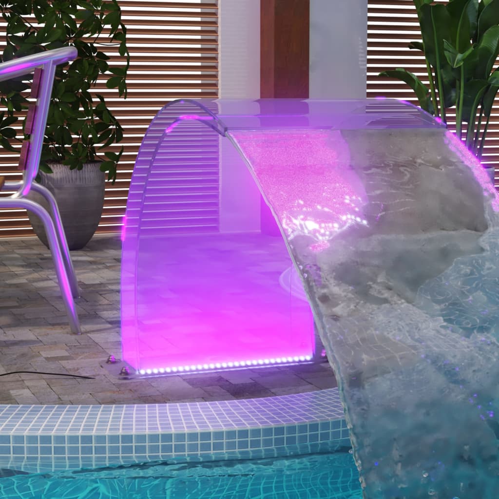 vidaXL Bazénová fontána s RGB LED osvětlením a konektory akryl 50 cm
