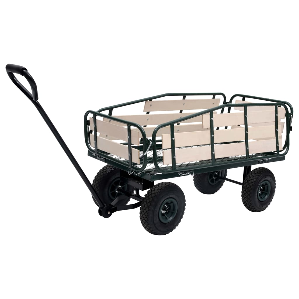 vidaXL Zahradní ruční vozík z kovu a dřeva 250 kg