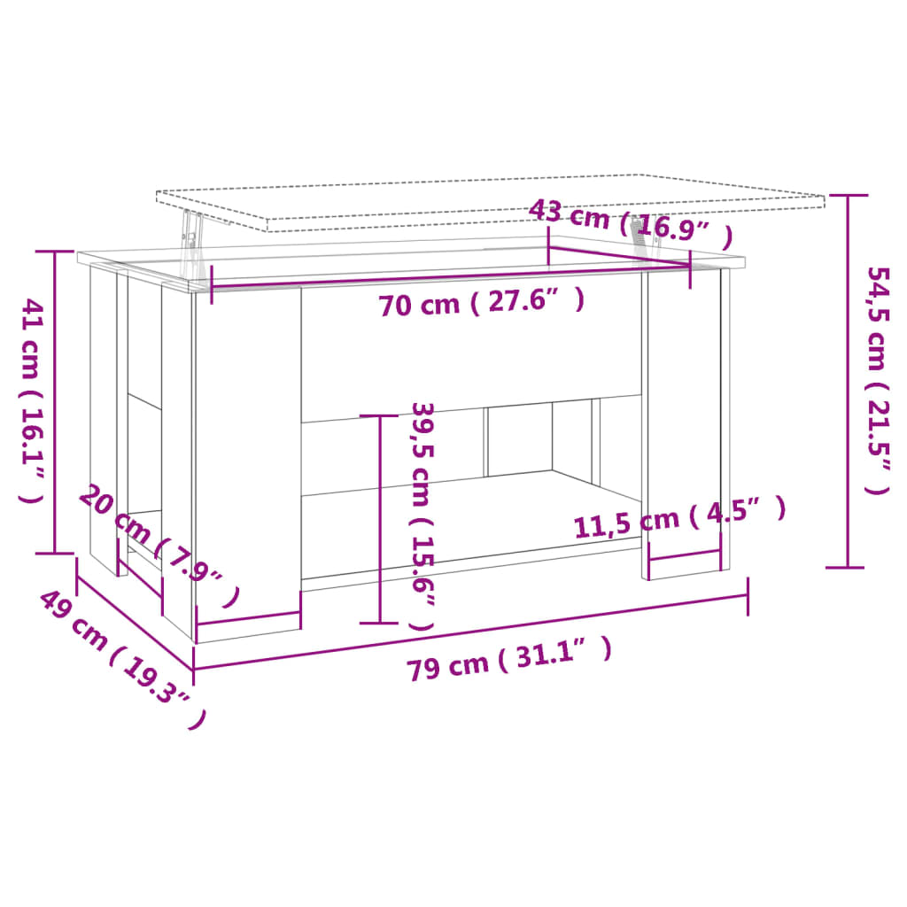 vidaXL Konferenční stolek bílý 79 x 49 x 41 cm kompozitní dřevo