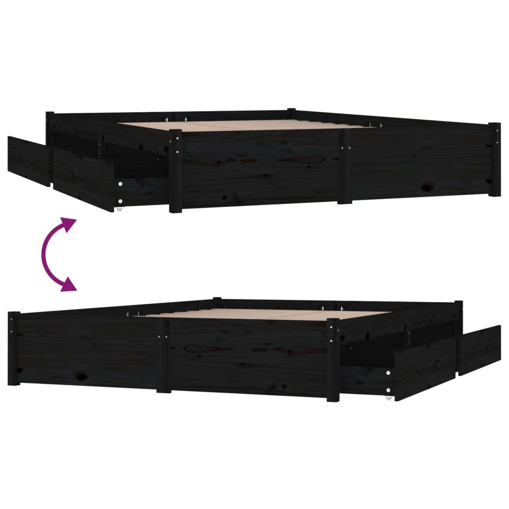 vidaXL Rám postele se zásuvkami černý 120 x 200 cm