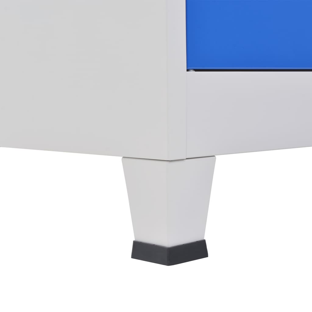 vidaXL Kancelářská skříň se 4 dvířky kovová 90x40x180 cm šedo-modrá
