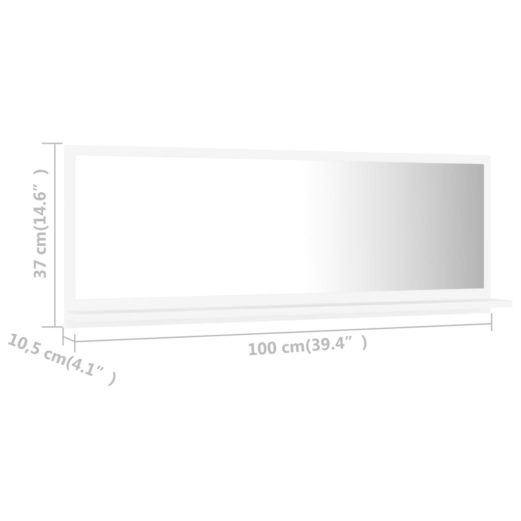 vidaXL Koupelnové zrcadlo bílé 100 x 10,5 x 37 cm dřevotříska