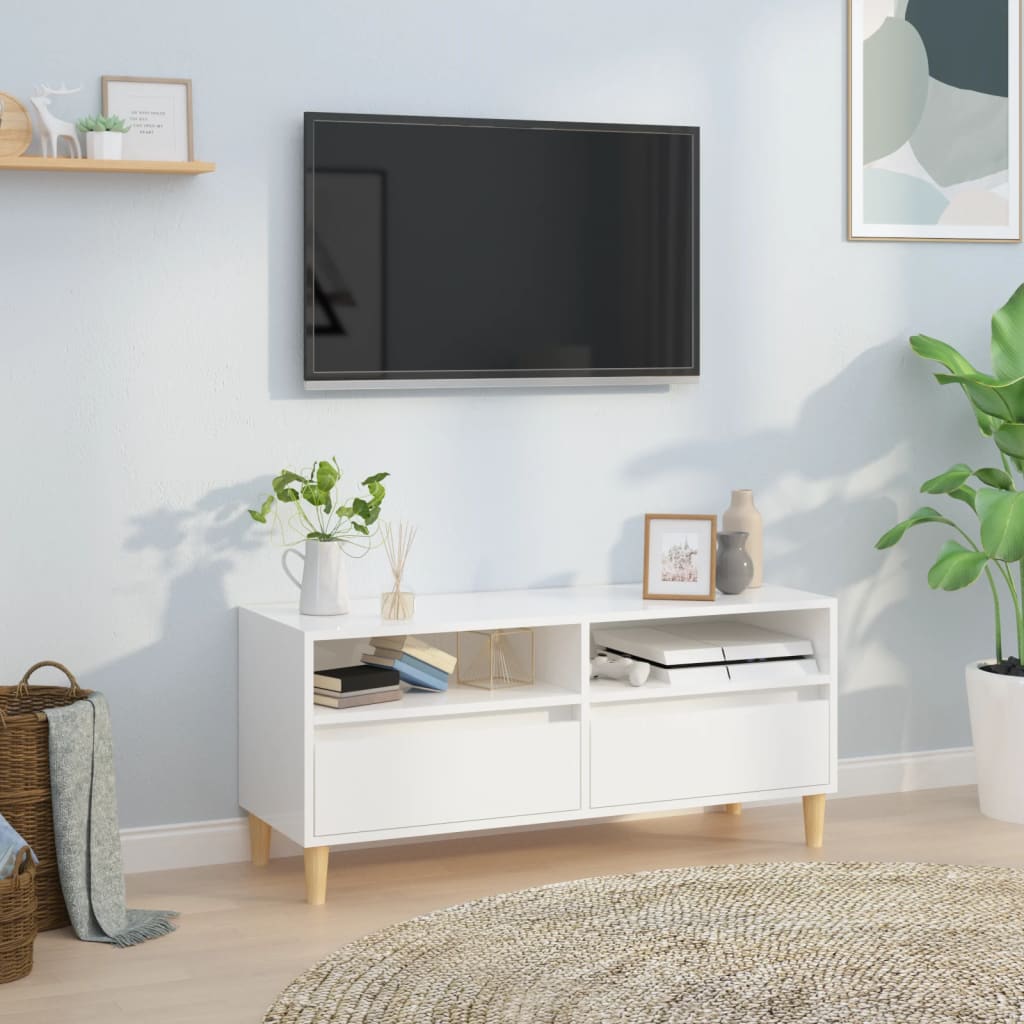 vidaXL TV skříňka bílá vysoký lesk 100x34,5x44,5 cm kompozitní dřevo