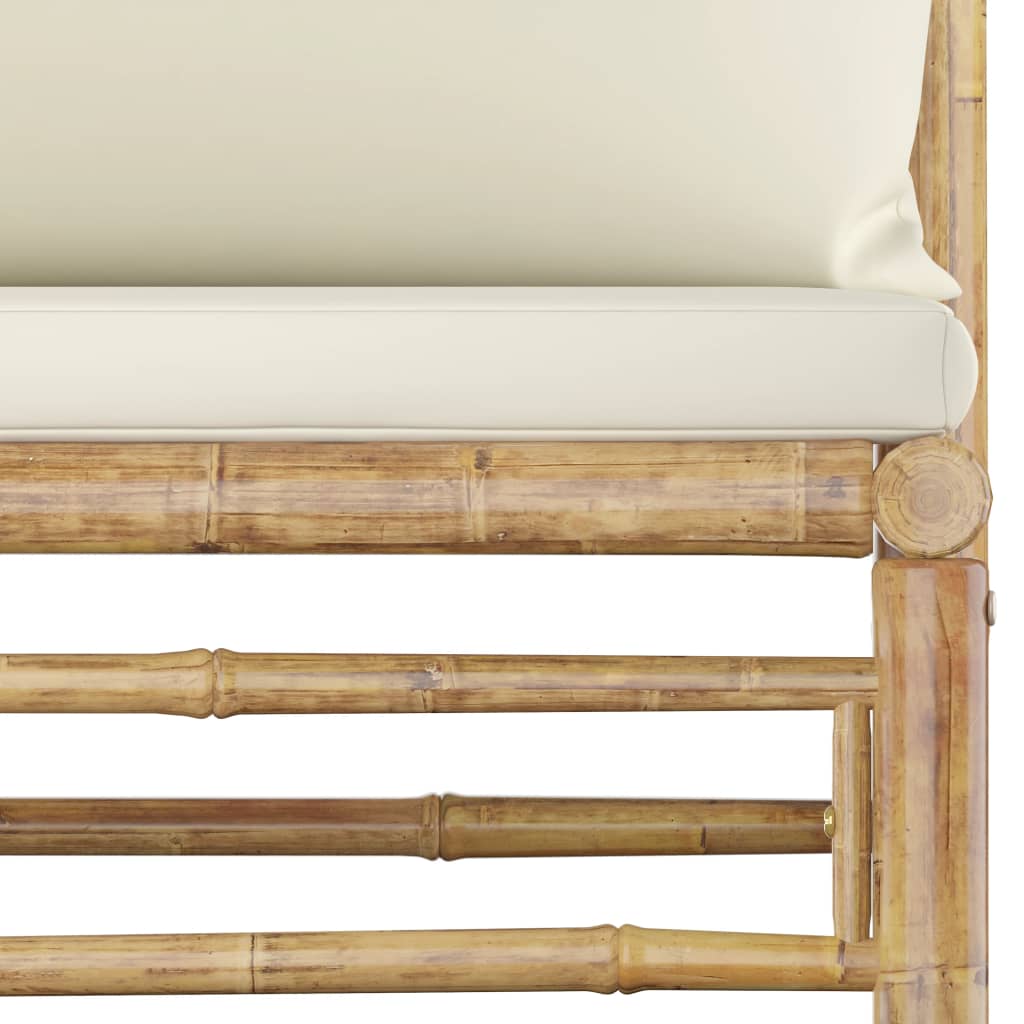 vidaXL 3dílná zahradní sedací souprava krémově bílé podušky bambus